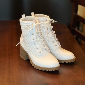 White lug sole boots